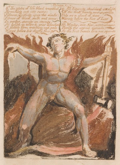 ウリゼンの最初の本、プレート17、8。生命の血が震えた…。 作： William Blake